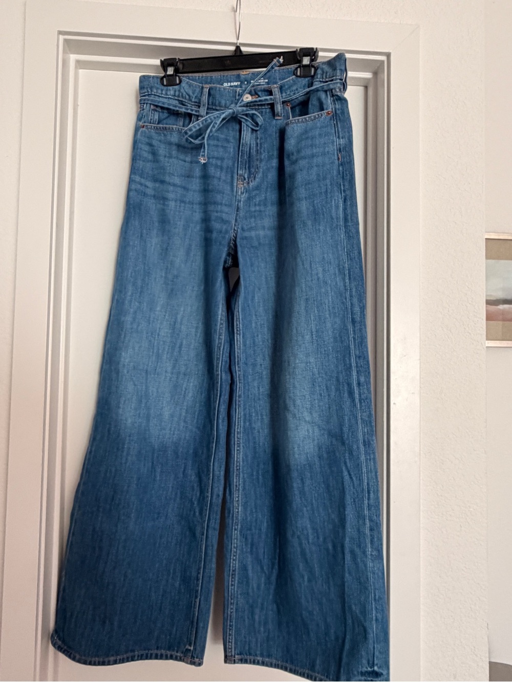 Old Navy Mid-Blue Wide Leg Tie-Waist Jeans